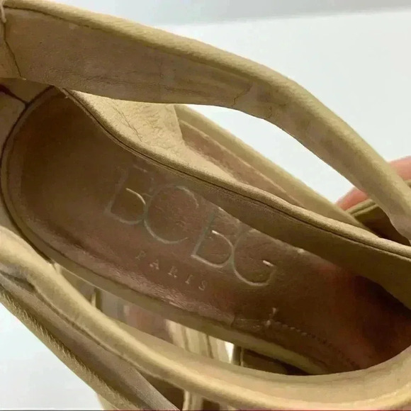 Bcbg Paris Womens caged open toe heels size 7 37 cream leather strappy party - Picture 10 of 12